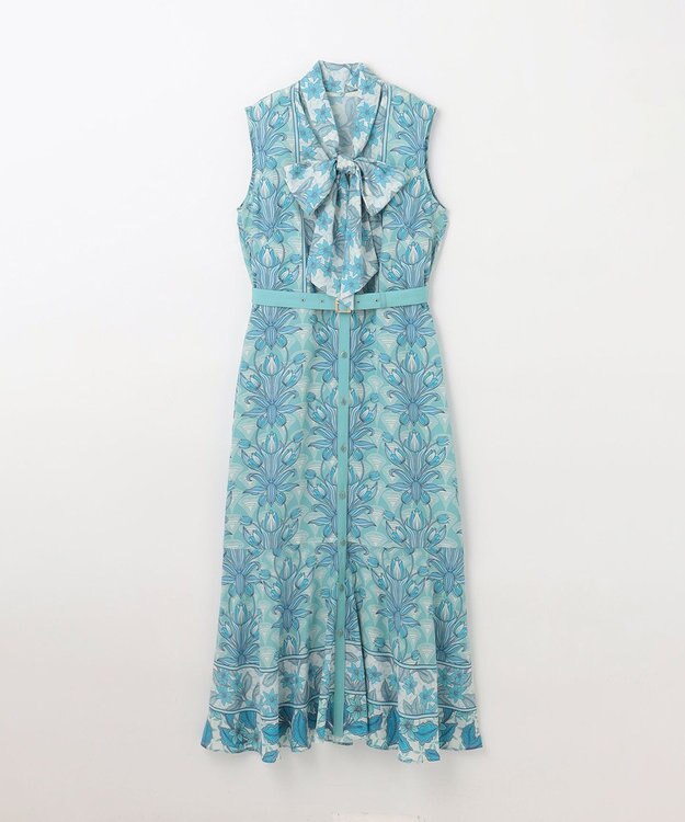 GRACE CONTINENTAL サラサストライププリントワンピース ブルー