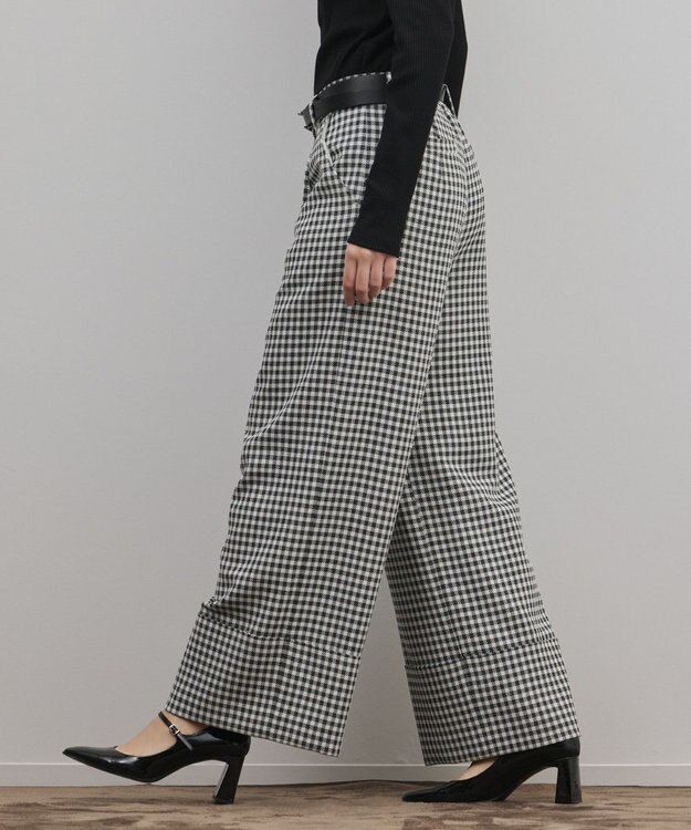 GRACE CONTINENTAL ロールアップギンガムパンツ バイカラー