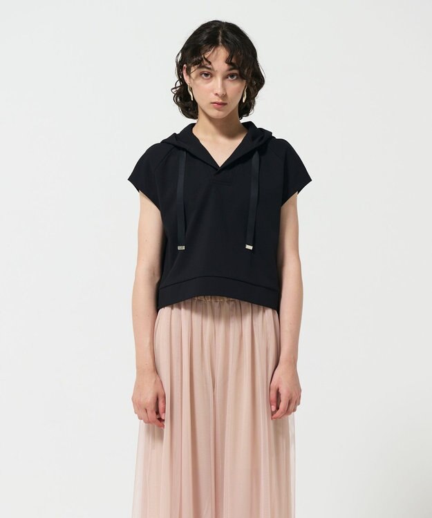 GRACE CONTINENTAL クロップトジャージトップ ブラック