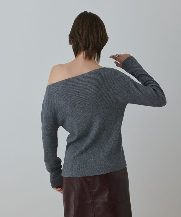 GRACE CONTINENTAL ハイゲージウールニットトップ グレー