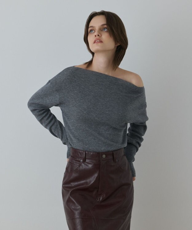 GRACE CONTINENTAL ハイゲージウールニットトップ グレー