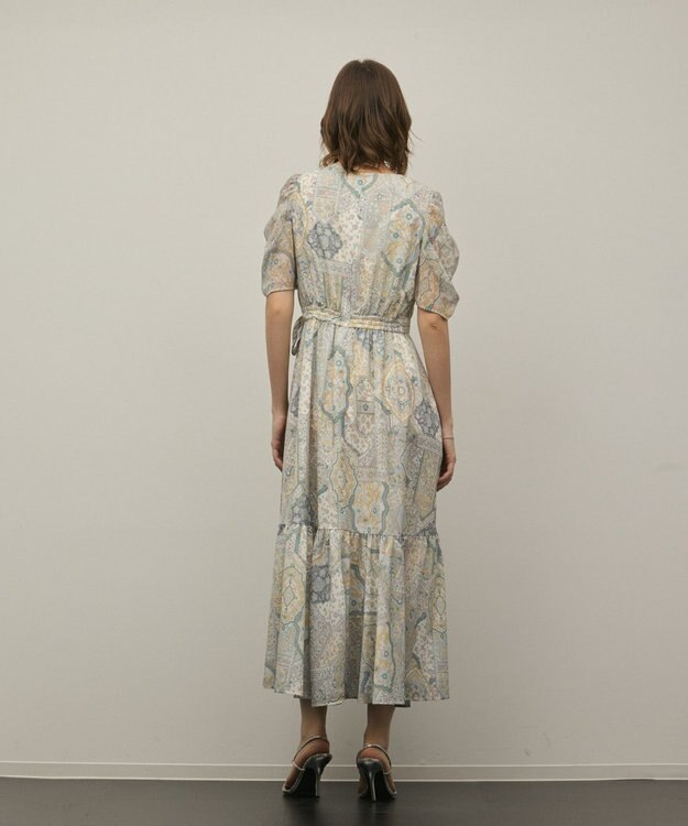 GRACE CONTINENTAL パッチワークプリントワンピース イエロー