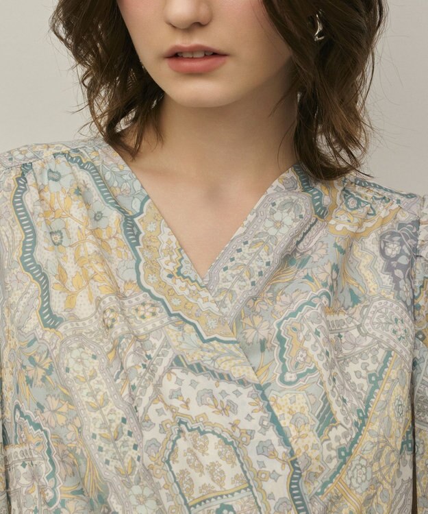 GRACE CONTINENTAL パッチワークプリントワンピース イエロー