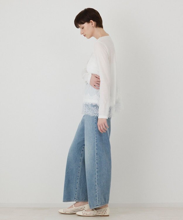 GRACE CONTINENTAL レースヘムテレコカットトップ ホワイト