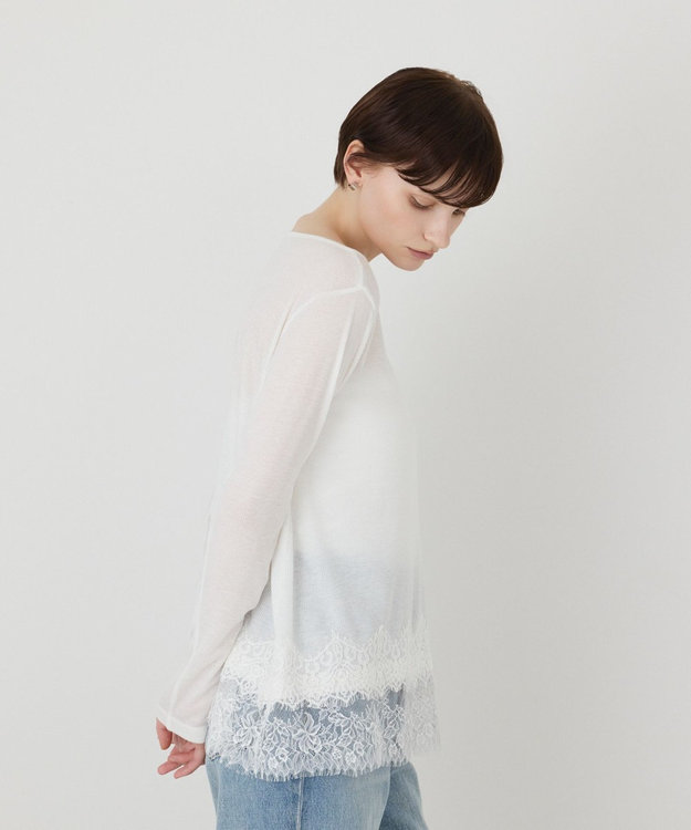 GRACE CONTINENTAL レースヘムテレコカットトップ ホワイト