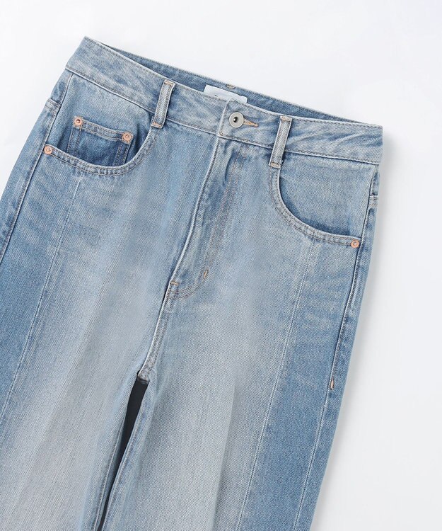 GRACE CONTINENTAL サイド切替フレアデニムパンツ サックス