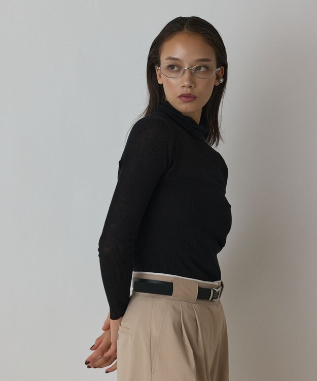 GRACE CONTINENTAL シアーリブニットトップ ブラック