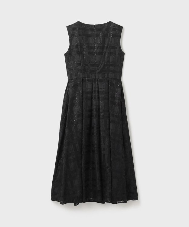 GRACE CONTINENTAL スパンコールチェックドレス ブラック