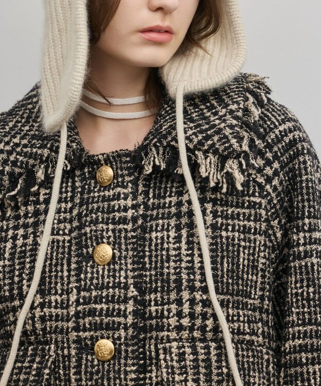 GRACE CONTINENTAL パディングツイードジャケット ベージュ