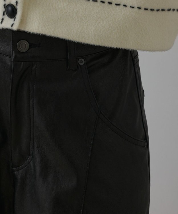 GRACE CONTINENTAL カーブフェイクレザーパンツ ブラック