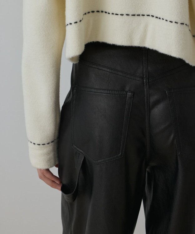 GRACE CONTINENTAL カーブフェイクレザーパンツ ブラック