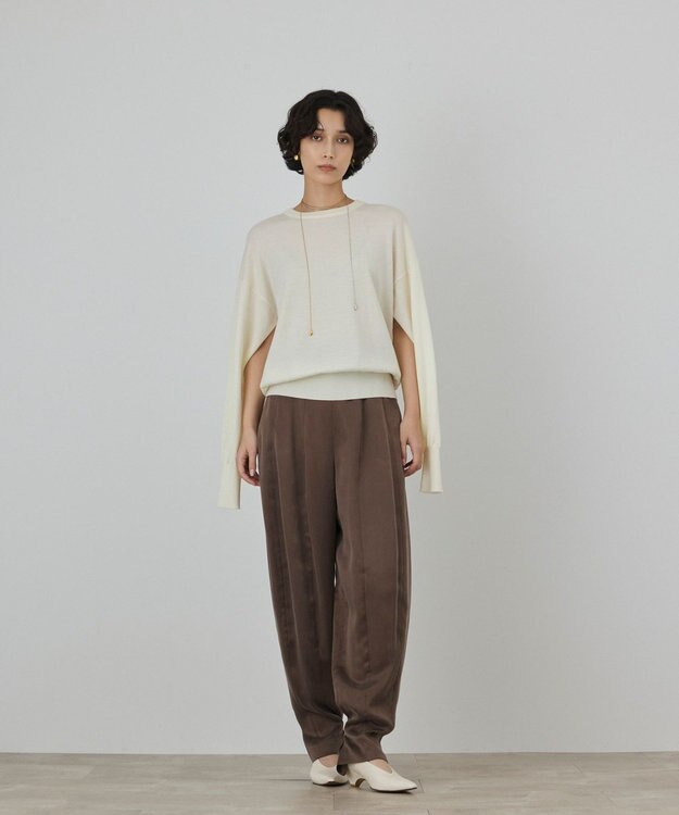 GRACE CONTINENTAL ウールスリットニットトップ ホワイト