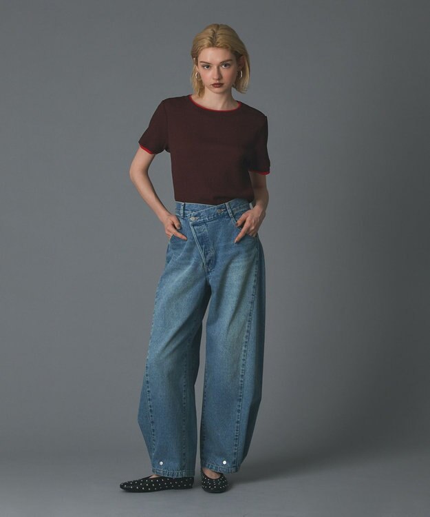 GRACE CONTINENTAL ラップ2wayデニムパンツ ブルー