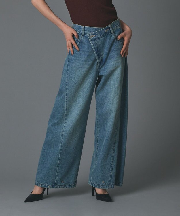 GRACE CONTINENTAL ラップ2wayデニムパンツ ブルー