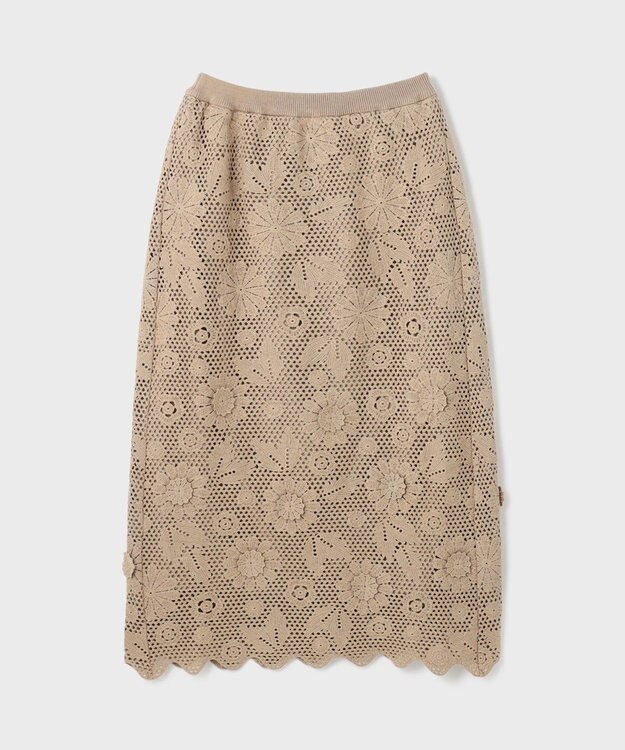GRACE CONTINENTAL クロシュ刺繍スカート ベージュ