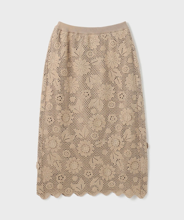 GRACE CONTINENTAL クロシュ刺繍スカート ベージュ