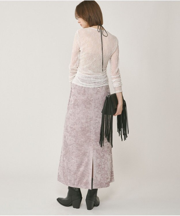 GRACE CONTINENTAL クラッシュベロアロングスカート ベージュ