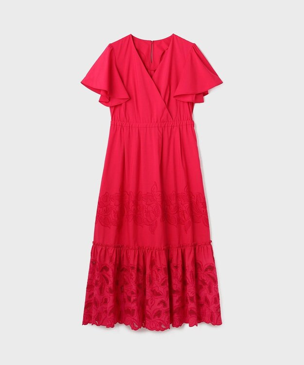 GRACE CONTINENTAL カットワーク刺繍ワンピース レッド