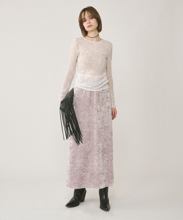 GRACE CONTINENTAL クラッシュベロアロングスカート ベージュ