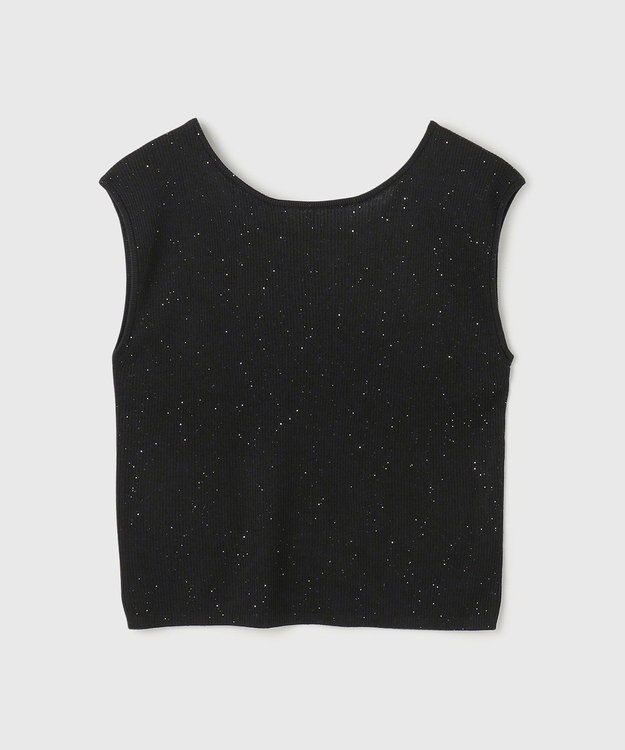 GRACE CONTINENTAL スパンコールリブトップ ブラック