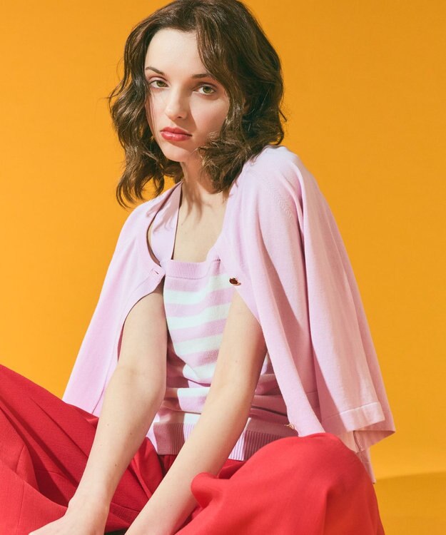 GRACE CONTINENTAL ボーダーニットキャミ ピンク