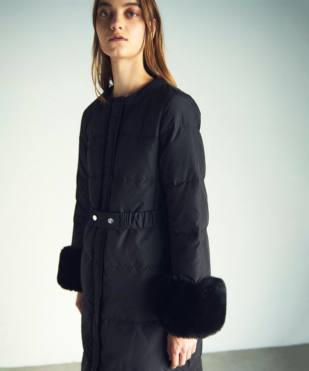 GRACE CONTINENTAL ファーパーツ付ロングダウン ブラック