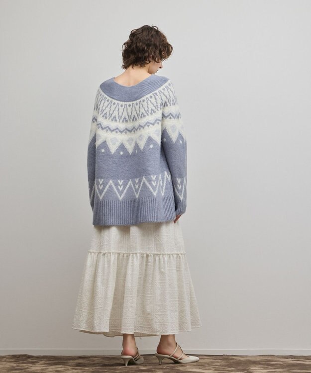 GRACE CONTINENTAL フェアアイルニットトップ ブルー