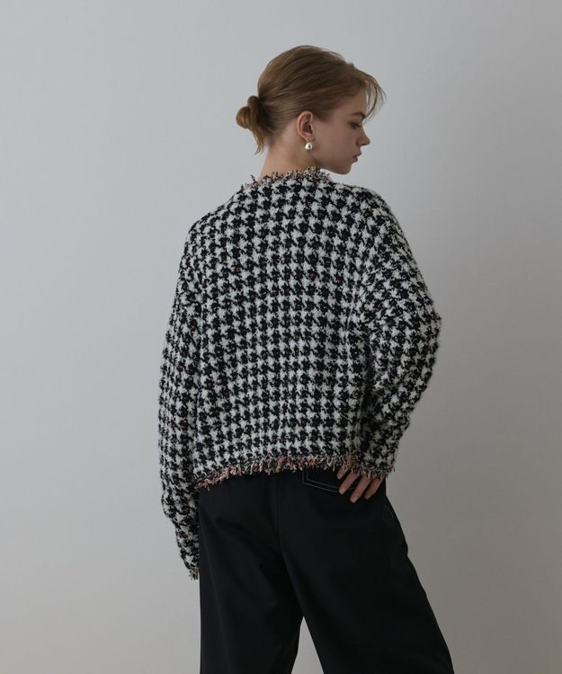 GRACE CONTINENTAL ツイードニットショートカーディガン ブラック