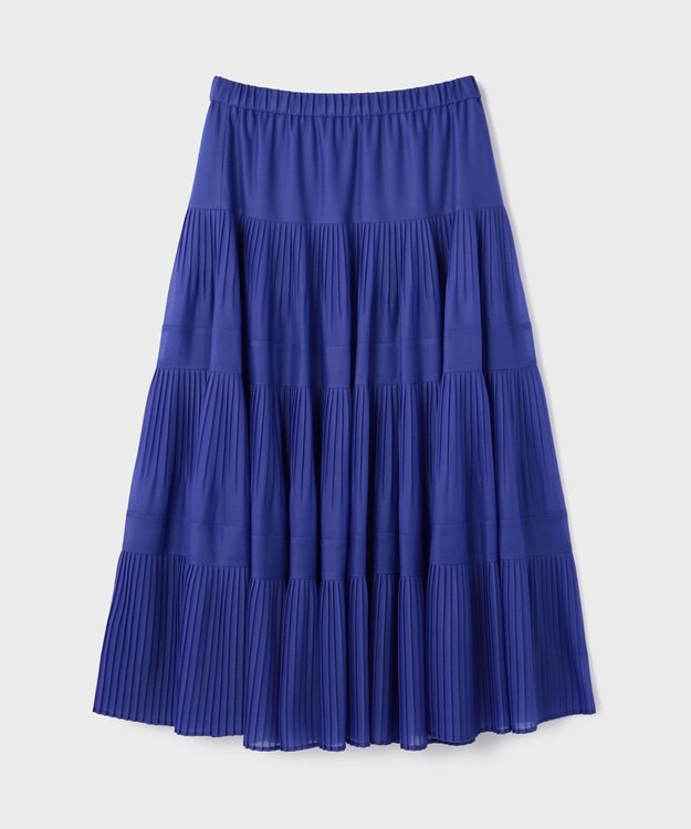 GRACE CONTINENTAL プリーツティアードスカート ブルー