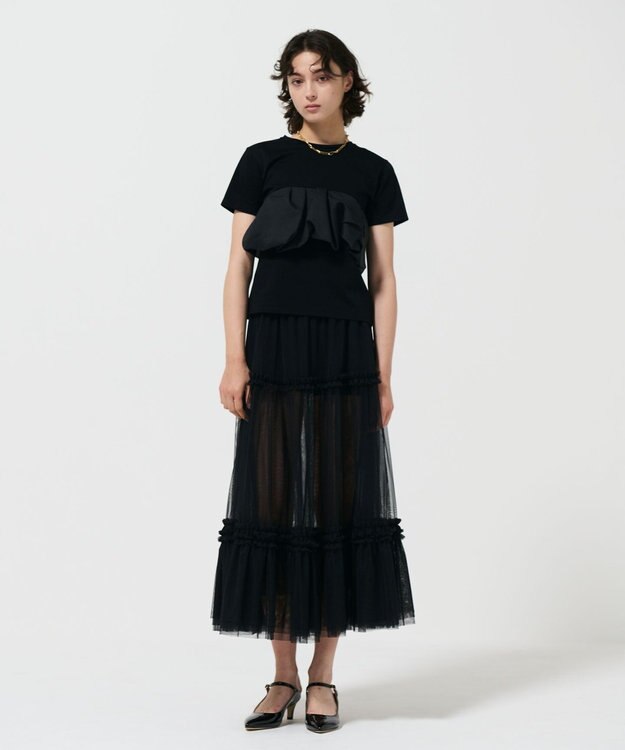 GRACE CONTINENTAL アシメフリルT ブラック