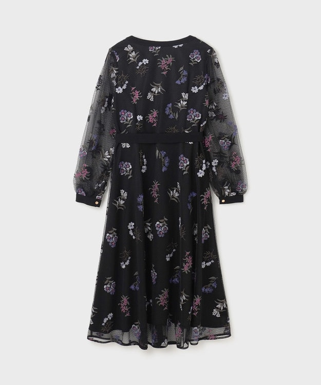 GRACE CONTINENTAL チュールフラワー刺繍ワンピース ブラック