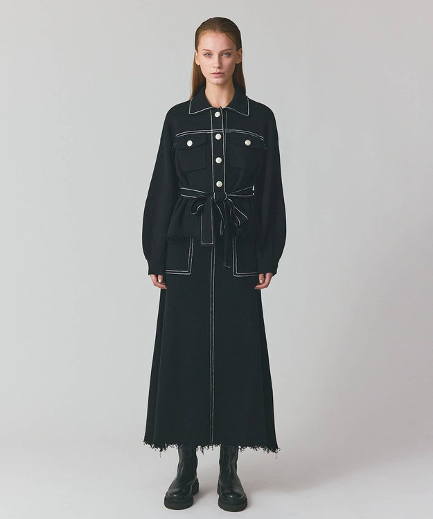 GRACE CONTINENTAL ミラノリブロングスカート ブラック