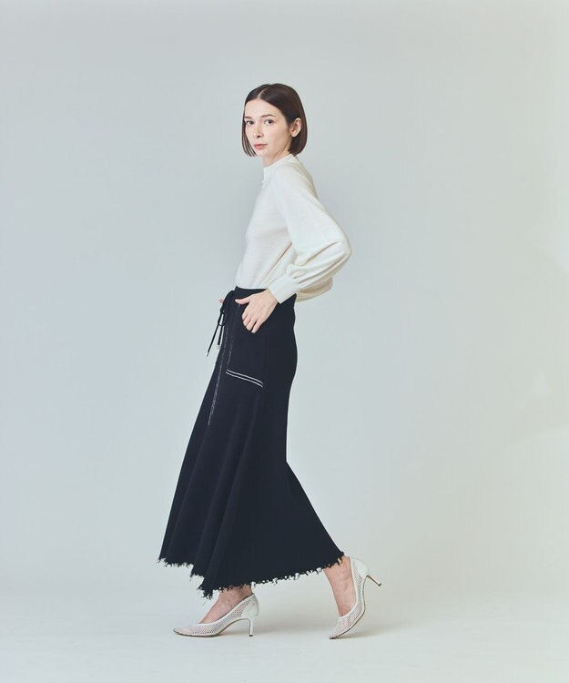 GRACE CONTINENTAL ミラノリブロングスカート ブラック