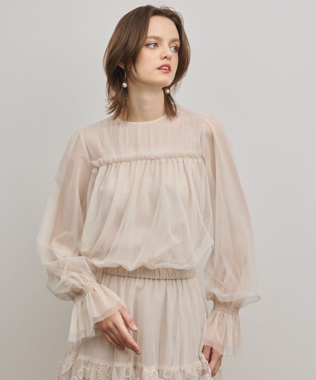 GRACE CONTINENTAL チュールタイブラウス キナリ