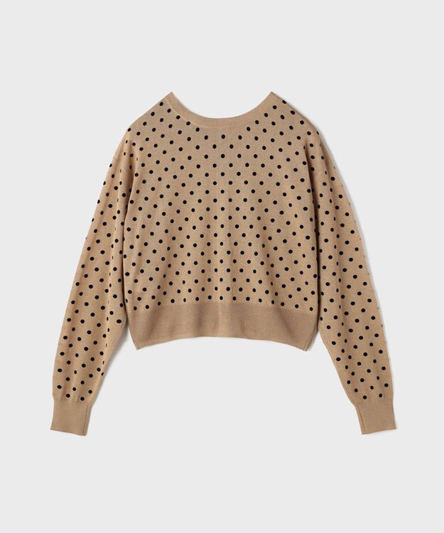 GRACE CONTINENTAL ドットフロッキーニットカーディガン ゴールド