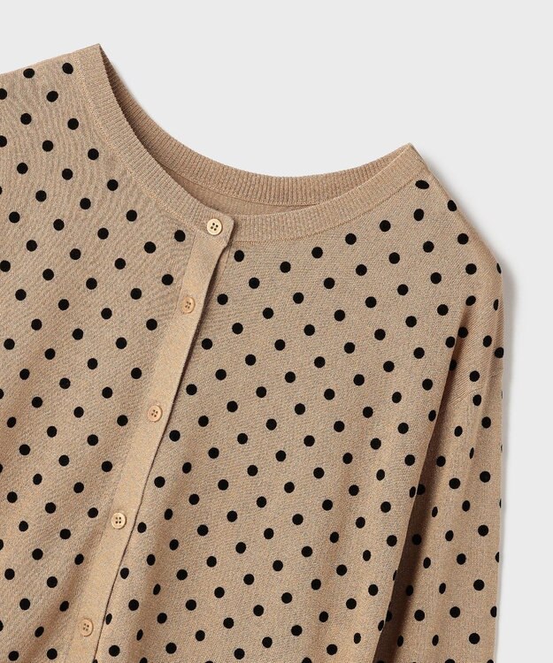 GRACE CONTINENTAL ドットフロッキーニットカーディガン ゴールド