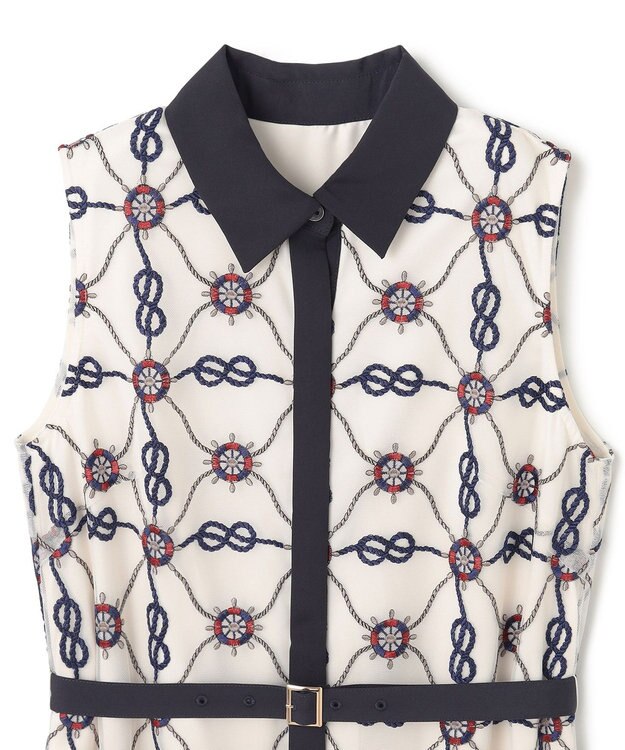 GRACE CONTINENTAL マリン刺繍チュールワンピース ホワイト