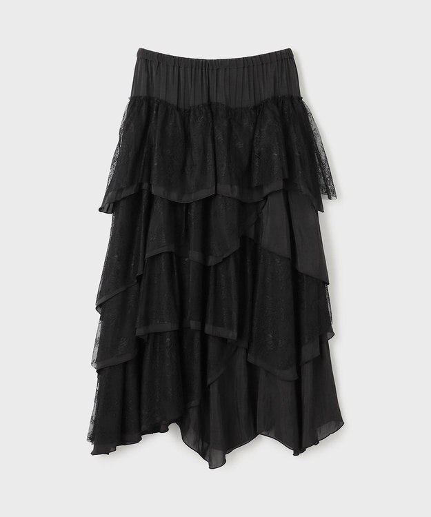 GRACE CONTINENTAL レースコンビティアードスカート ブラック