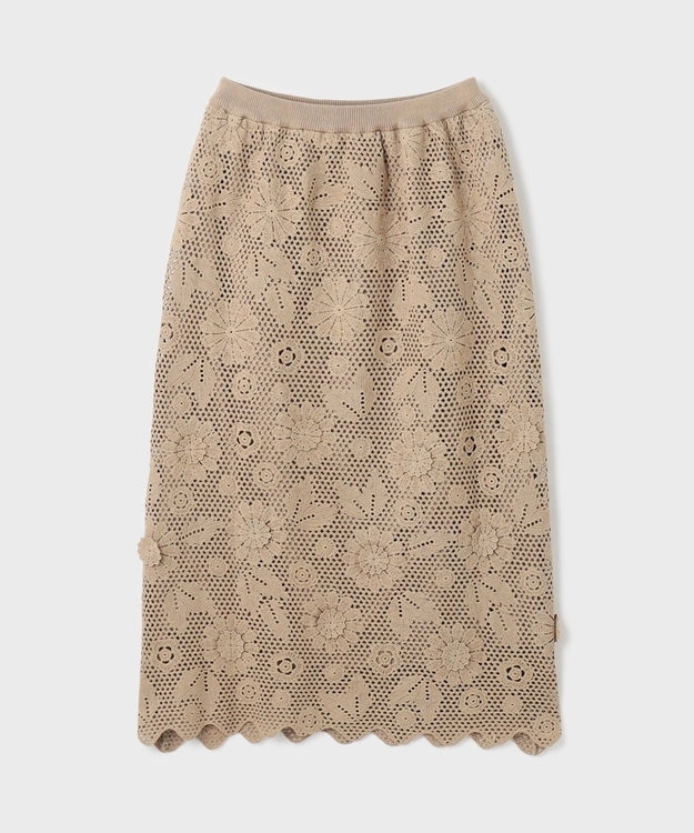 GRACE CONTINENTAL クロシュ刺繍スカート ベージュ