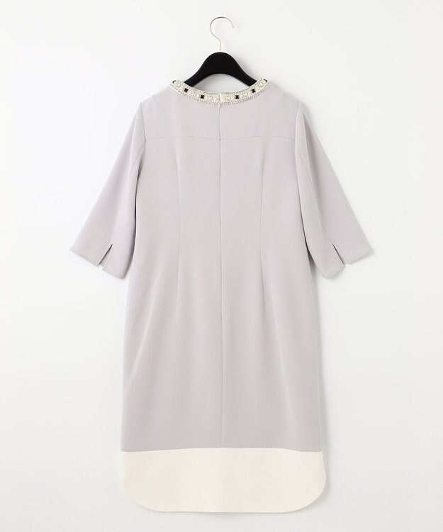 GRACE CONTINENTAL バイカラービジューワンピース グレー