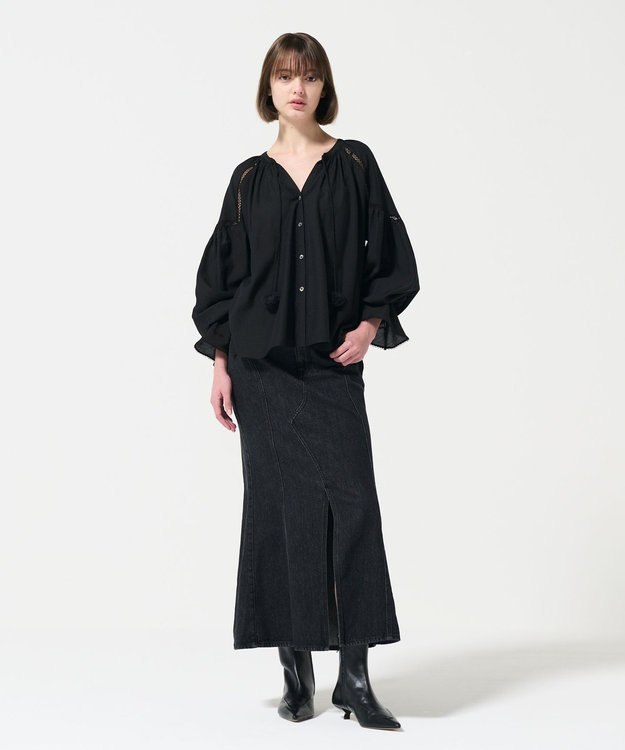 GRACE CONTINENTAL トリアセカフタントップ ブラック