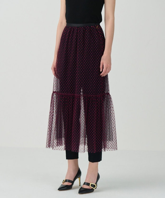 GRACE CONTINENTAL フロッキーチュールスカート ブラック