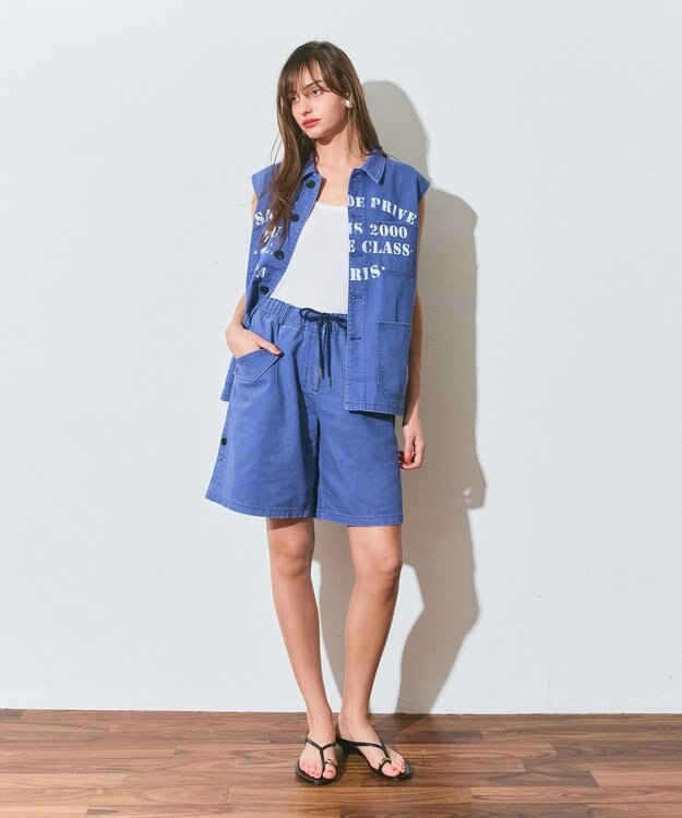 GRACE CONTINENTAL ヘリンボーンツイルジレ ネイビー