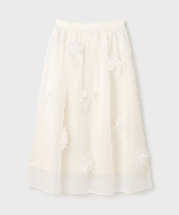 GRACE CONTINENTAL メッシュフラワースカート ホワイト
