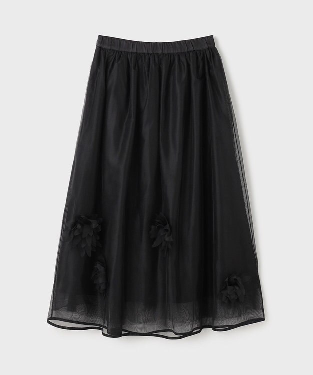 GRACE CONTINENTAL メッシュフラワースカート ブラック
