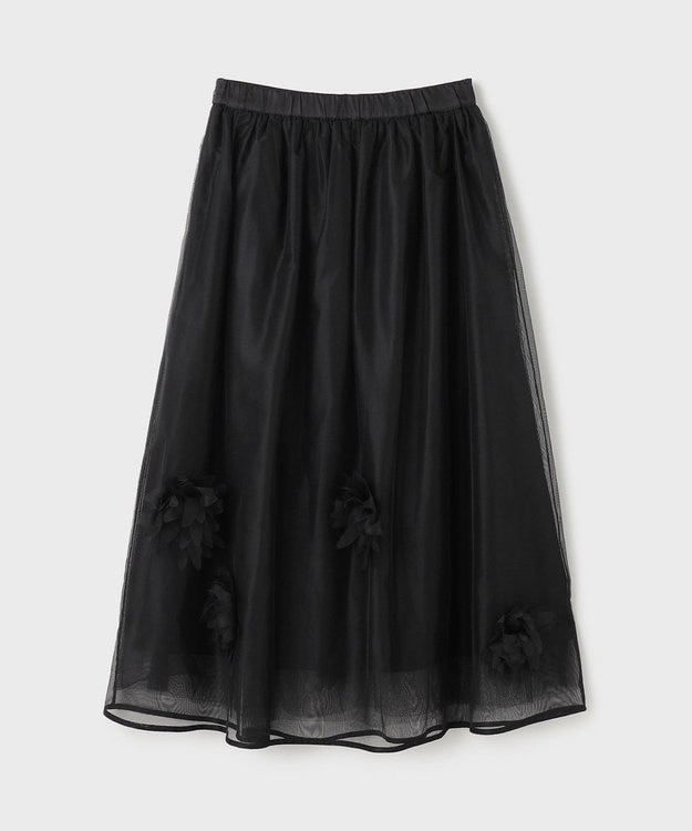 GRACE CONTINENTAL メッシュフラワースカート ブラック