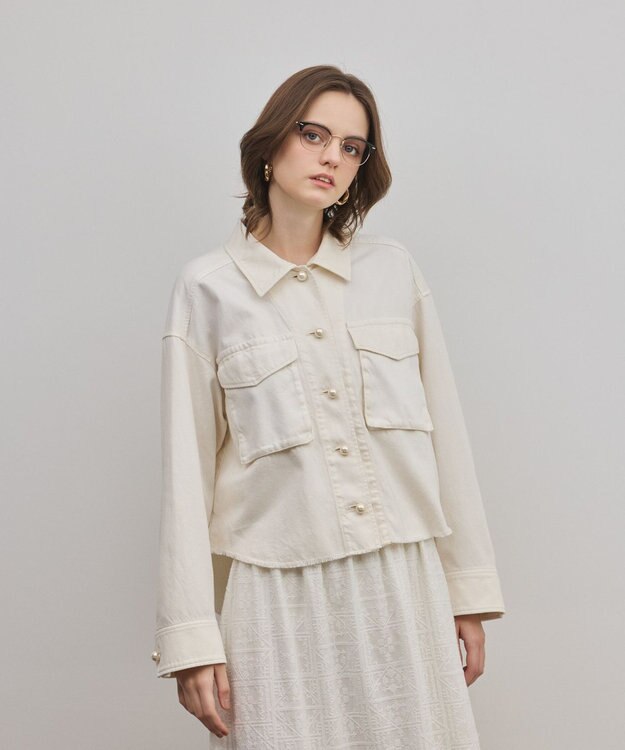 GRACE CONTINENTAL パール釦ピグメントシャツ キナリ