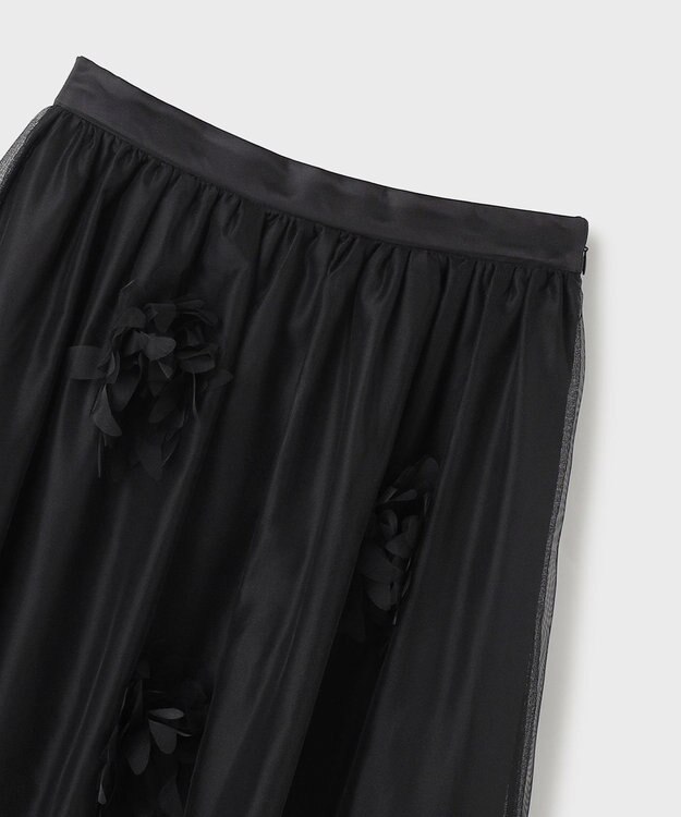 GRACE CONTINENTAL メッシュフラワースカート ブラック