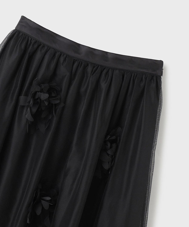 GRACE CONTINENTAL メッシュフラワースカート ブラック