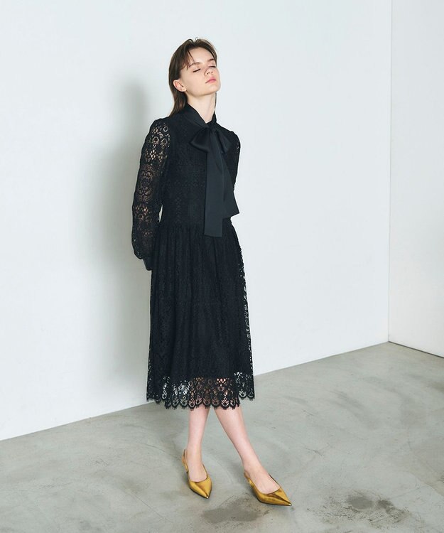 GRACE CONTINENTAL レースボウタイワンピース ブラック